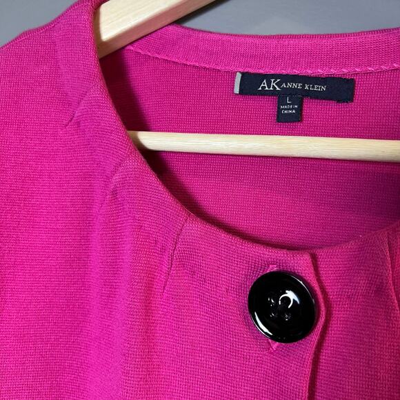 Anne Klein Pink Jacket with Large Buttons and Puff Sleeves Size Large Lagenlook - Picture 5 of 6